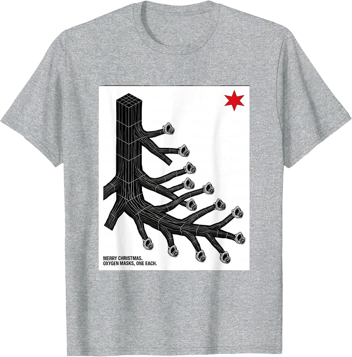 Men's Merry Christmas Oxygen Masks One Each Respiratory Therapist T-Shirt - Heather Grey