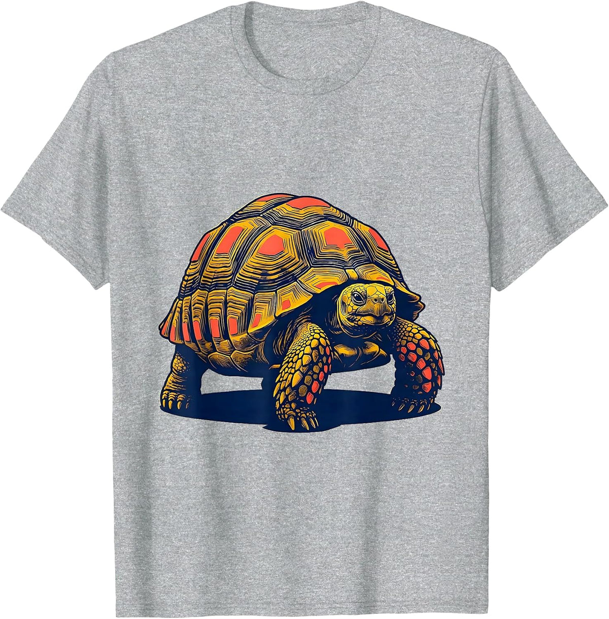 Men's Tortoise Mid-Step Screenprint Poster Pet Lover Humor T-Shirt - Heather Grey