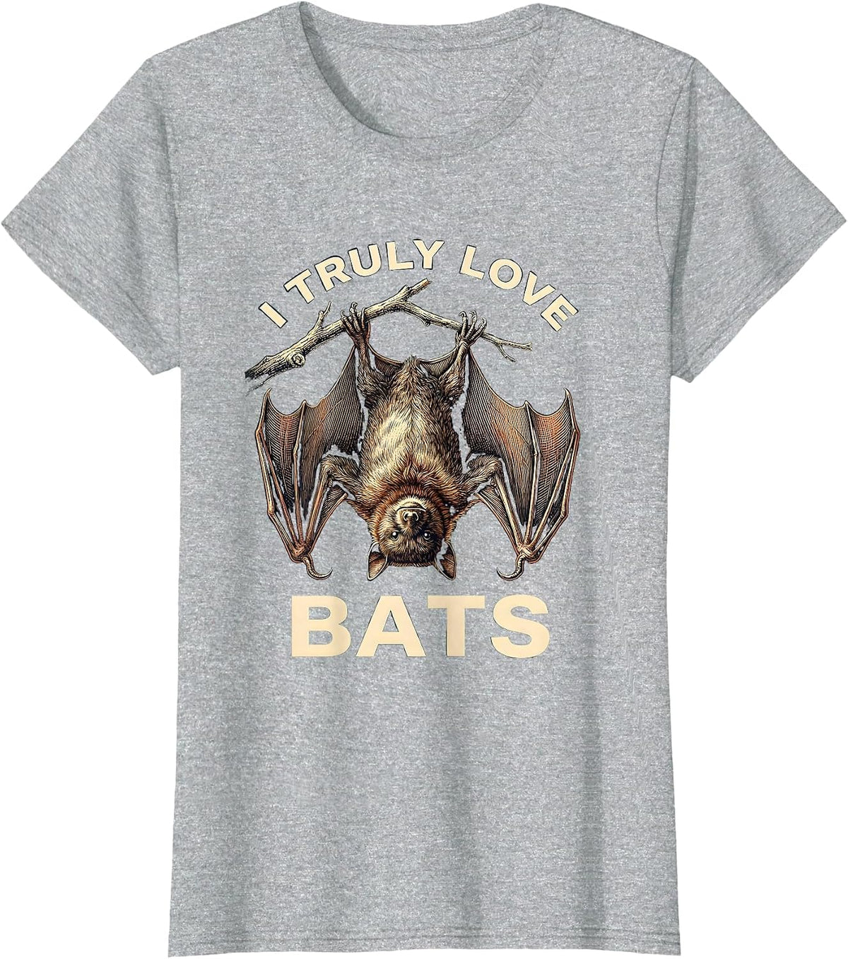 I Truly Love Bats Crosshatch Bat Lover Wildlife Conservation T-Shirt - Heather Grey