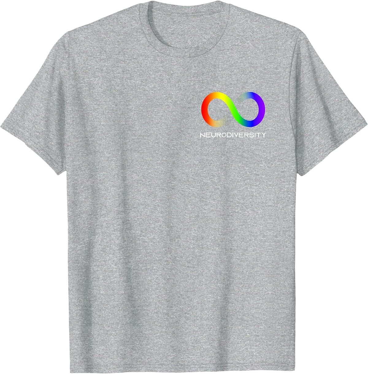 Embrace Neurodiversity Autism ADHD ASD Infinity Rainbow T-Shirt - Heather Grey