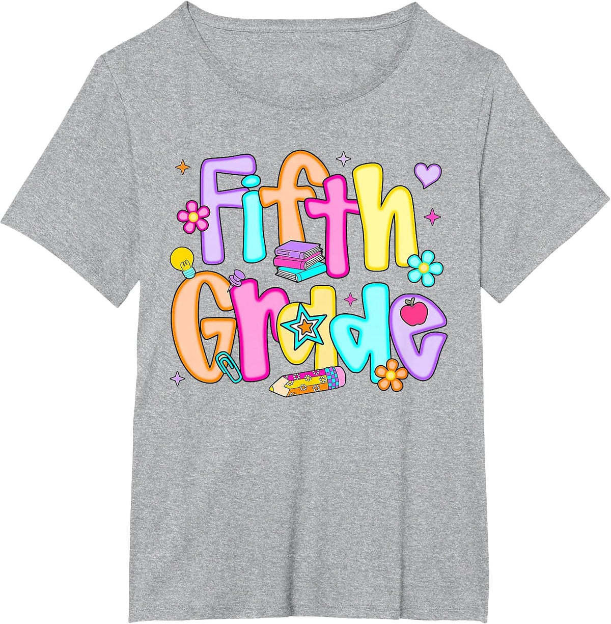 Preppy Fifth Grade Back to School 5th Grade Teacher Girl Boy T-Shirt - Heather Grey