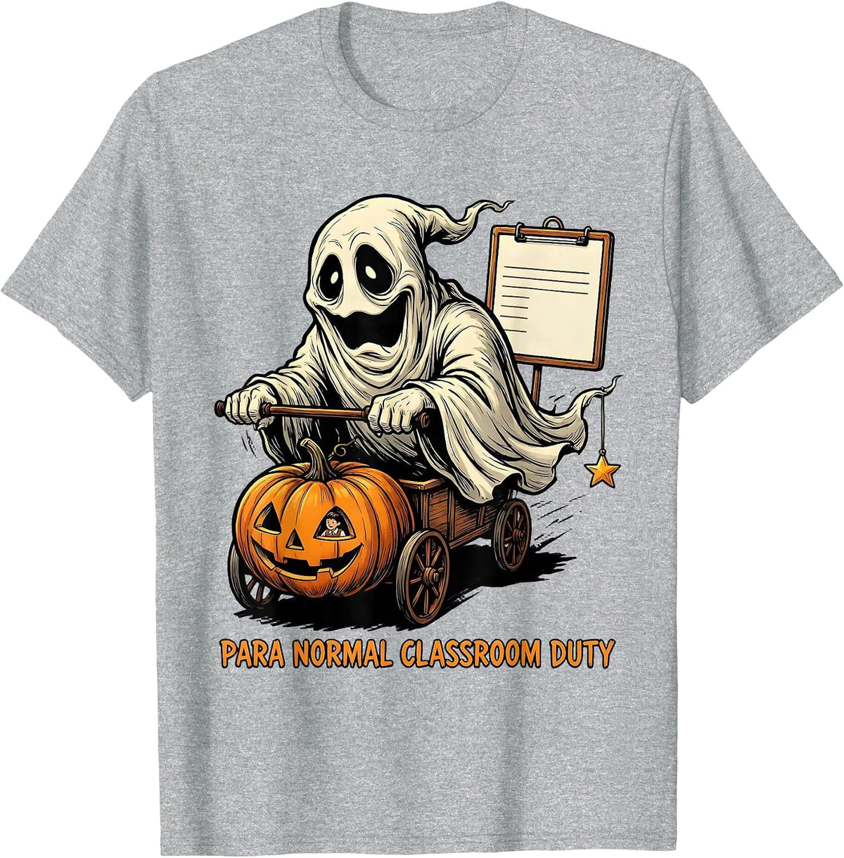 Men's Para Normal Classroom Duty Funny Ghost Paraprofessional T-Shirt - Heather Grey