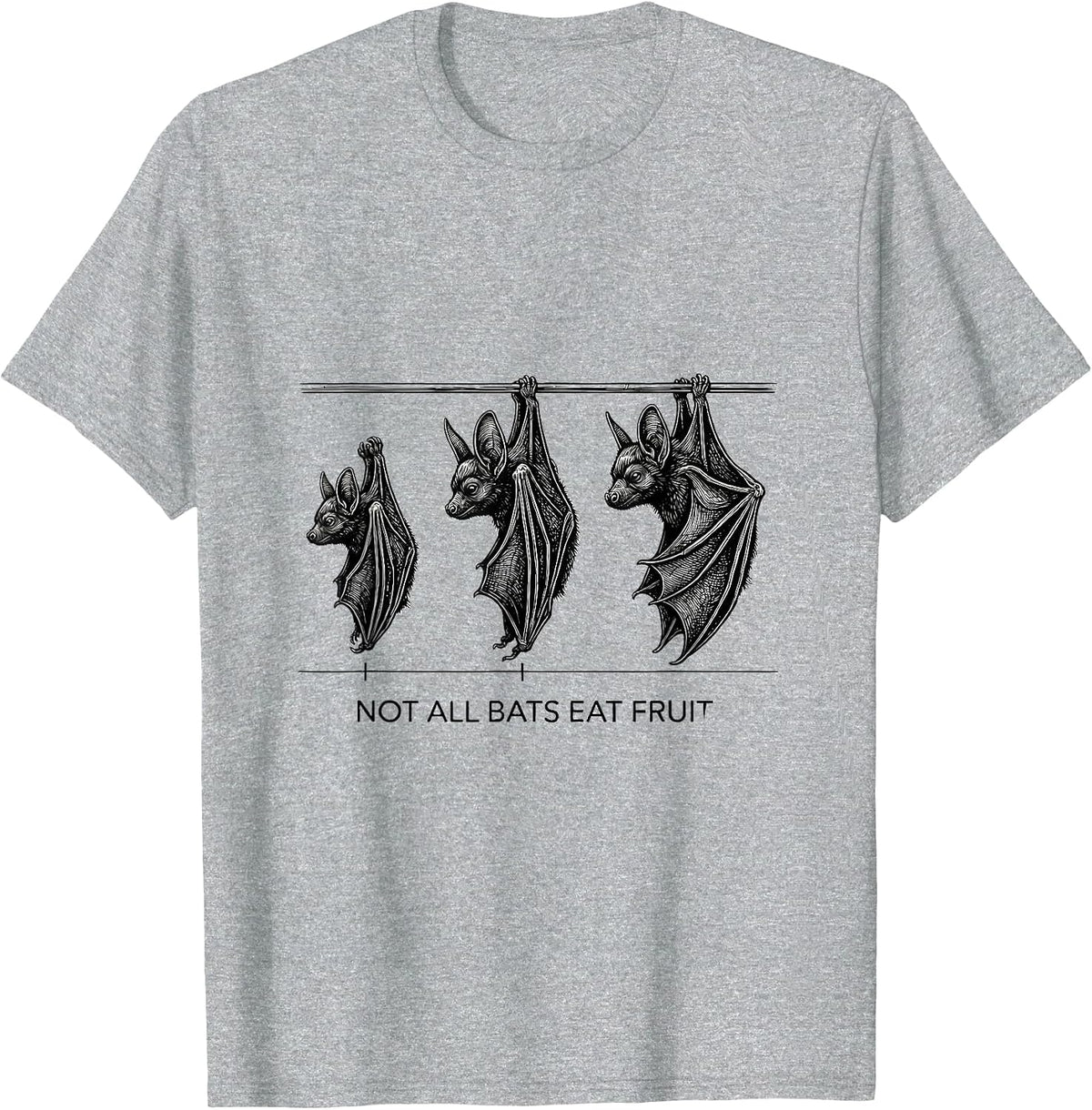 Men's Not All Bats Eat Fruit Funny Bat Lover Wildlife Conservation T-Shirt - Heather Grey