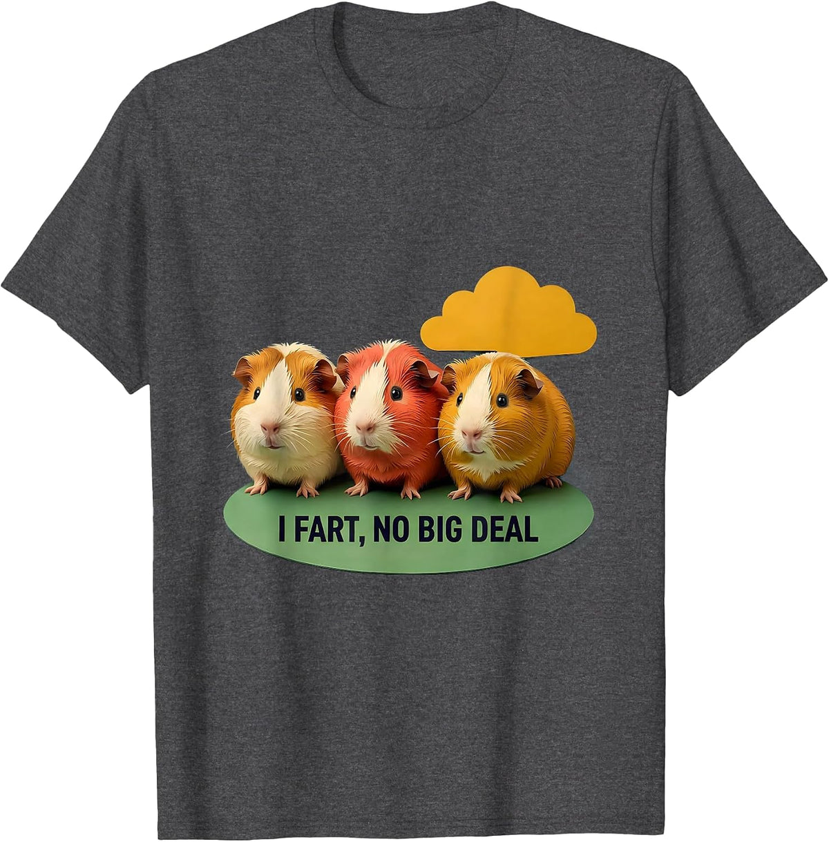 I Fart, No Big Deal Funny Guinea Pig Fart Joke Animal Meme T-Shirt - Dark Heather Grey