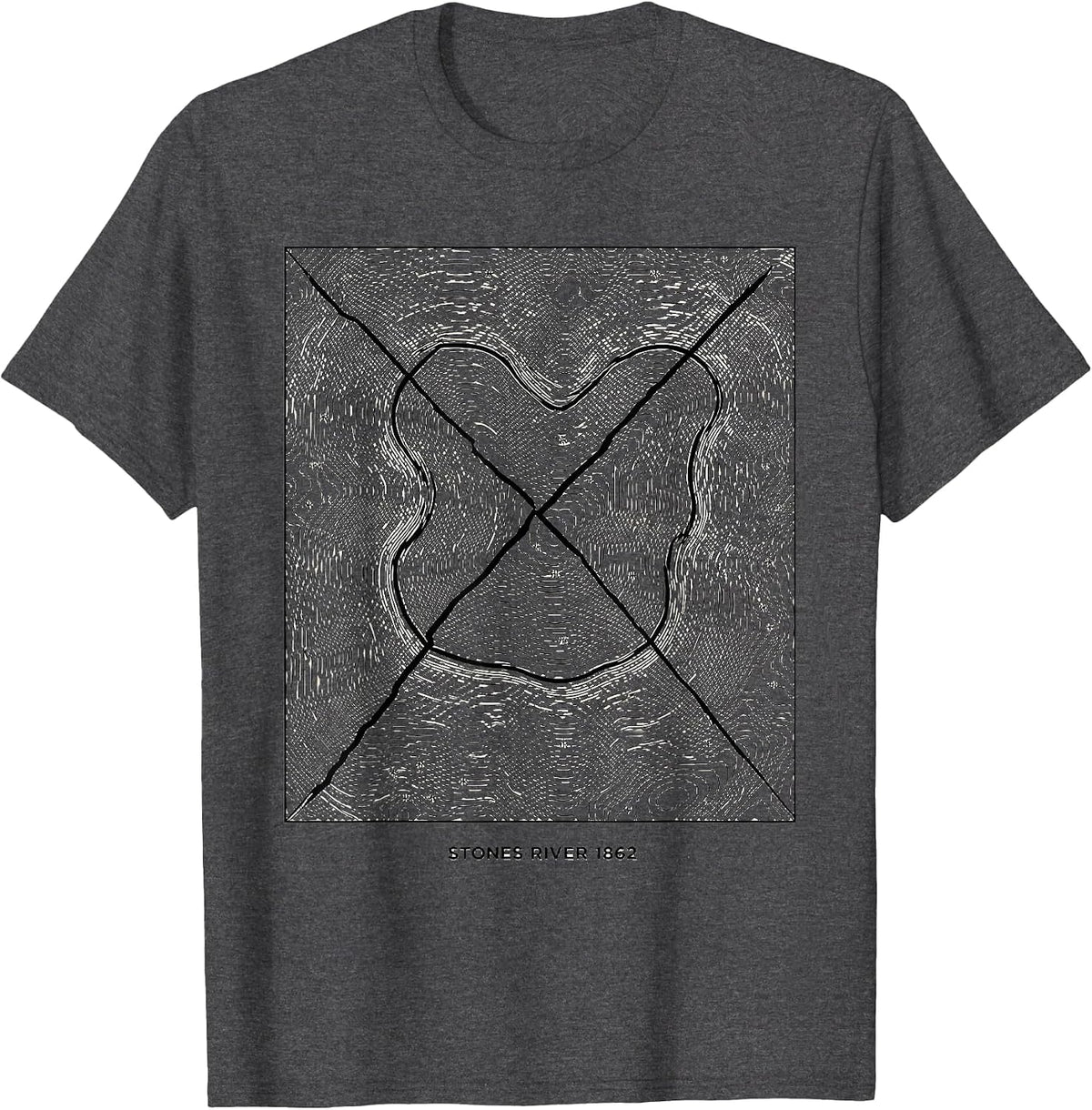 Men's Stones River 1862 Civil War History Enthusiast Battlefield T-Shirt - Dark Heather Grey