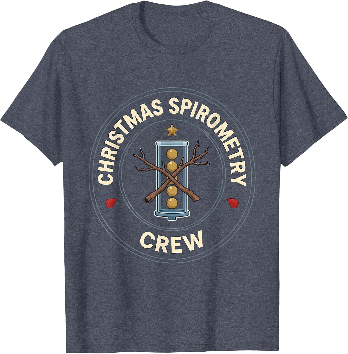 Christmas Spirometry Crew Funny Respiratory Therapist T-Shirt - Heather Blue