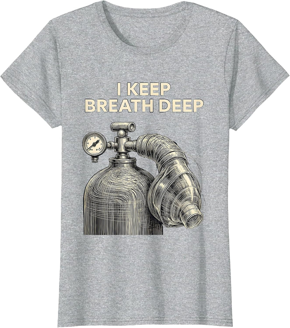Women's I Keep Breath Deep Generative Plotter Respiratory Therapist T-Shirt - Heather Grey