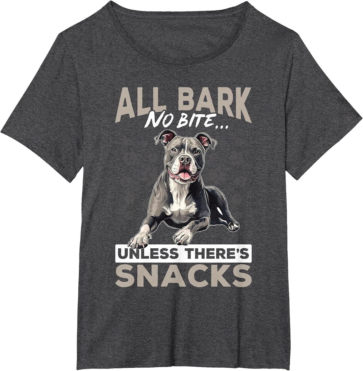 Pitbull Terrier Dog Breed All bark, no bite... Unless T-Shirt - Dark Heather Grey