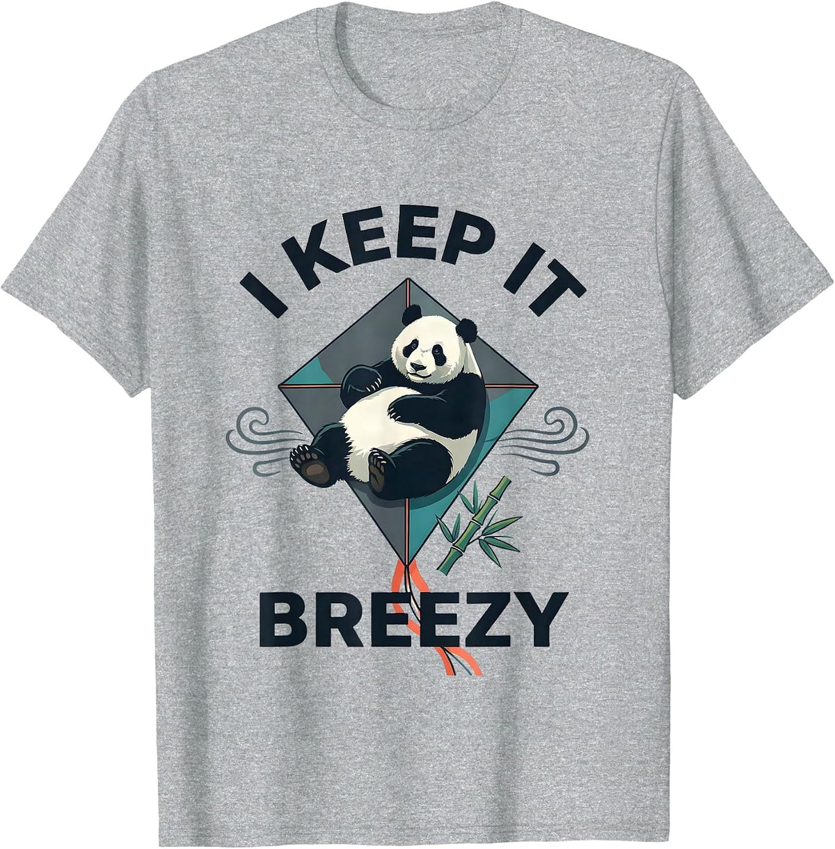 Men's I Keep It Breezy Flat Vector Cute Panda Lover Gift T-Shirt - Heather Grey