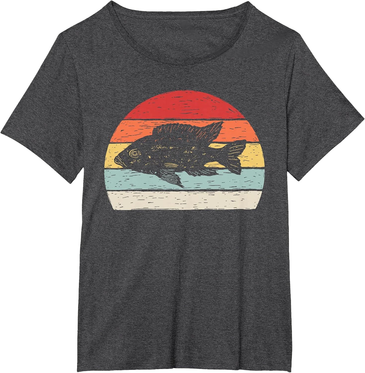 Vintage Retro Cichlid Fish T-Shirt - Dark Heather Grey