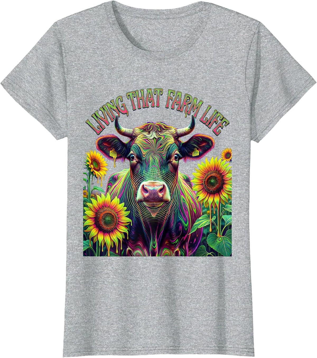 Living That Farm Life Graphic Design T-Shirt - Heather Grey