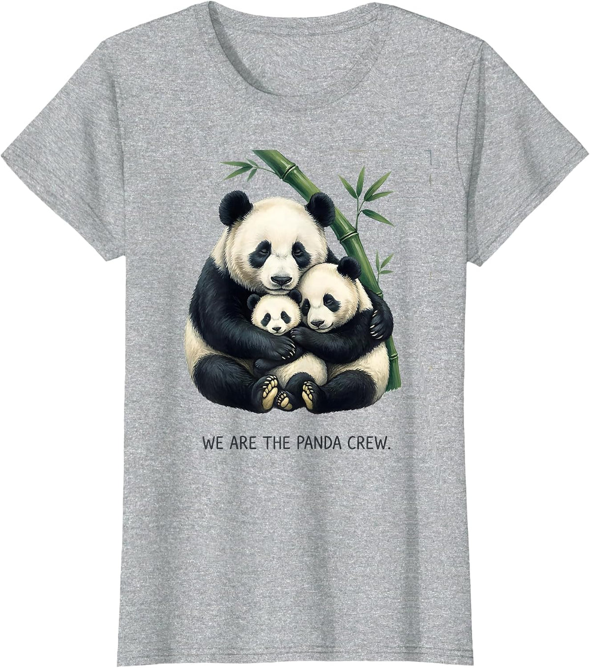 Women's We Are The Panda Crew Storybook Cute Panda Fan Humor T-Shirt - Heather Grey