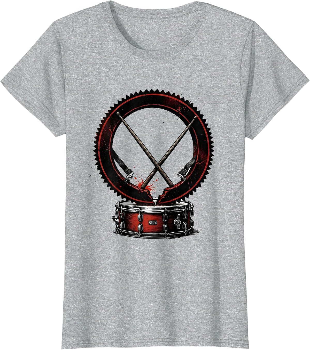 Band Instrument Player Snare Drum Seal Cracked Badge Humor T-Shirt - Heather Grey