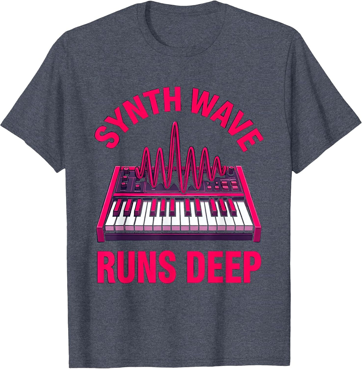 Synth Wave Runs Deep 80s Retro Design T-Shirt - Heather Blue