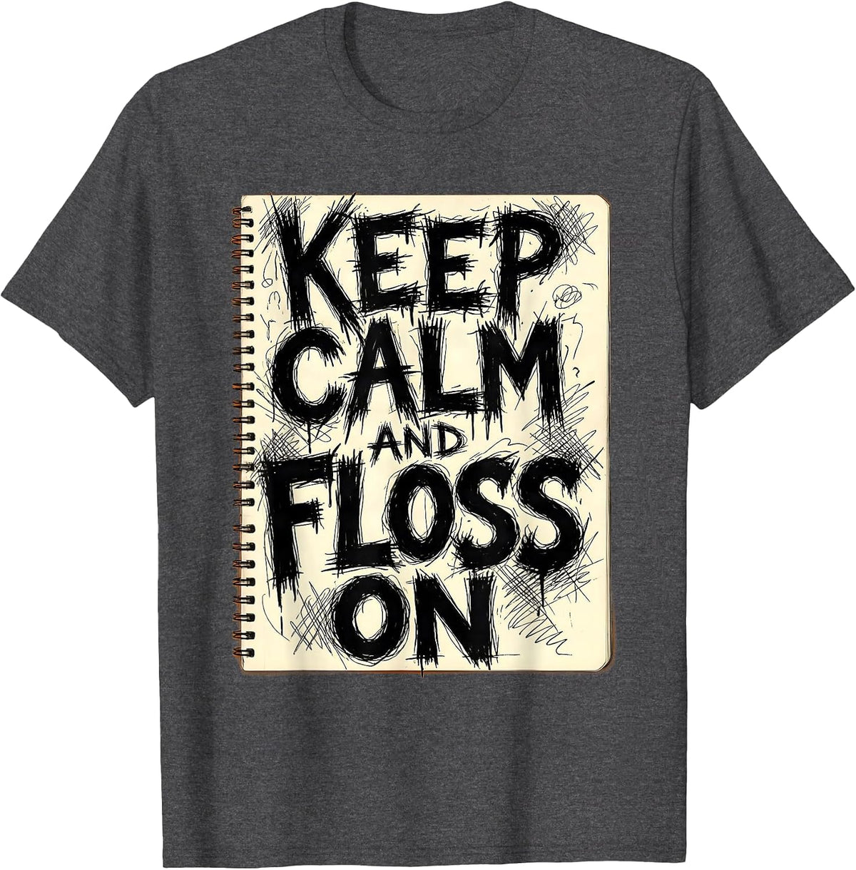Men's Keep Calm and Floss On Halloween Dental Design T-Shirt - Dark Heather Grey
