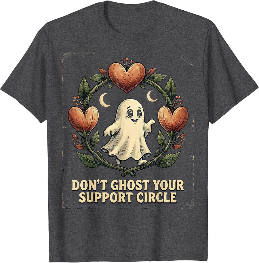 Men's Don't Ghost Your Support Circle Vintage Mental Health T-Shirt - Dark Heather Grey