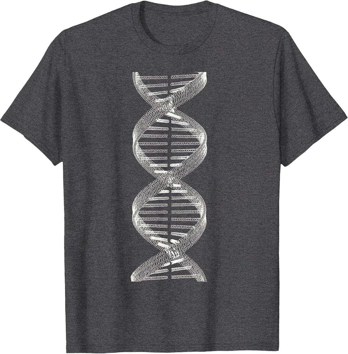 Men's Baseball Stitch Double Helix Science Art T-Shirt - Dark Heather Grey