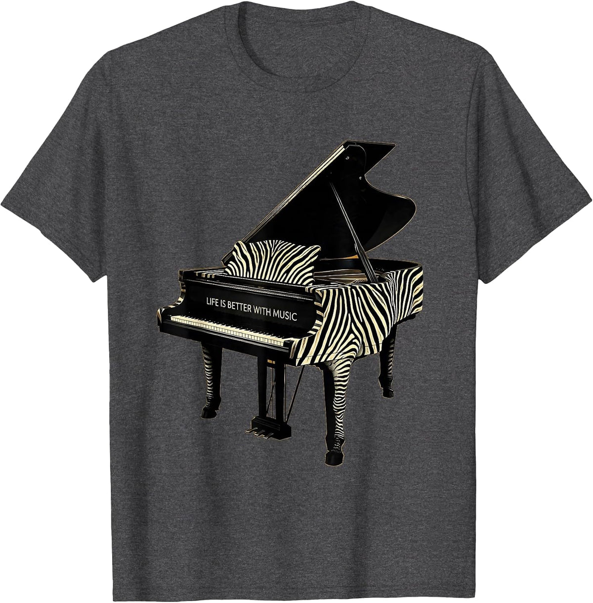 Men's Life Is Better With Music Teacher Design T-Shirt - Dark Heather Grey