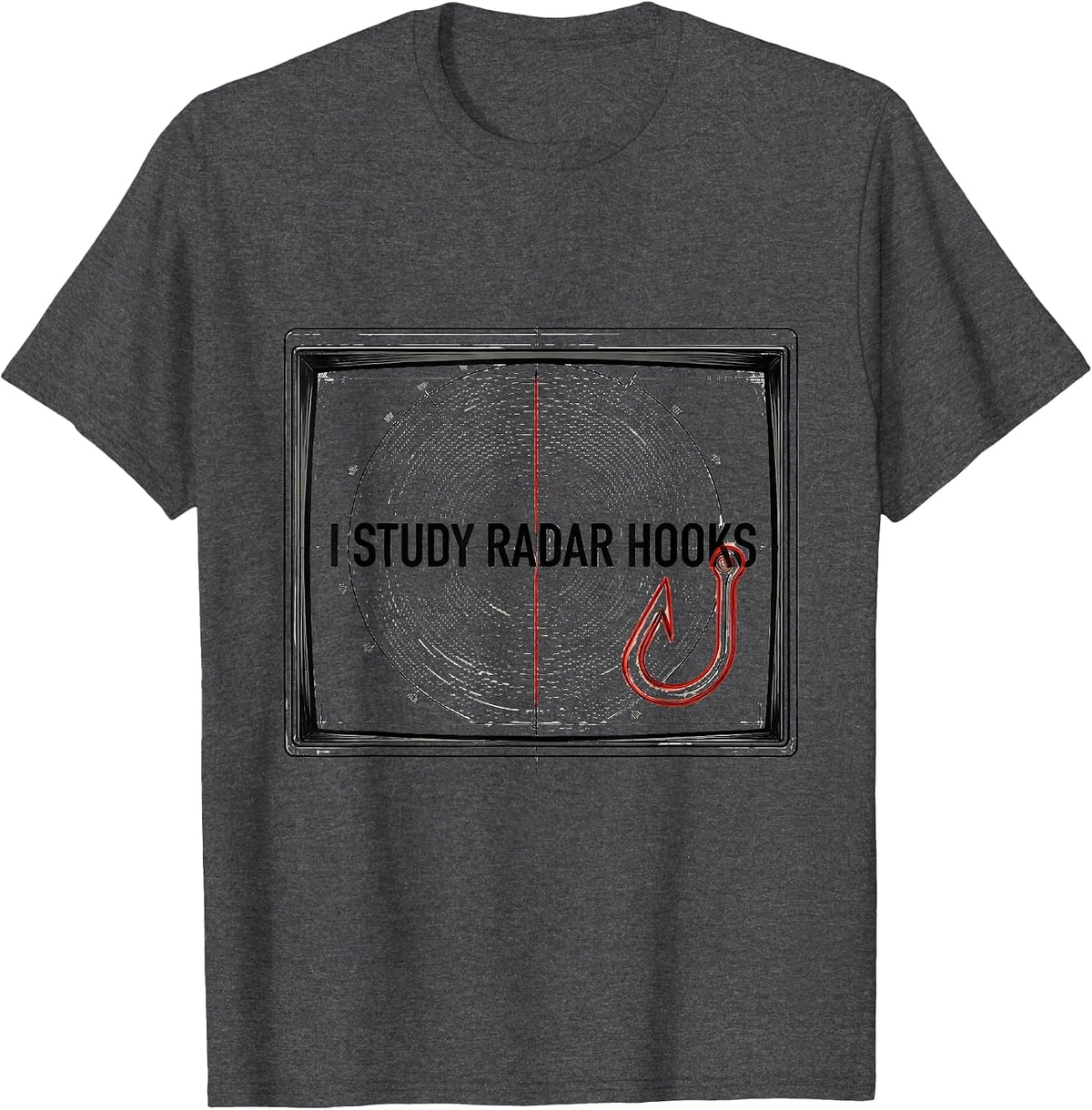 I Study Radar Hooks Funny Storm Chaser Meteorology T-Shirt - Dark Heather Grey