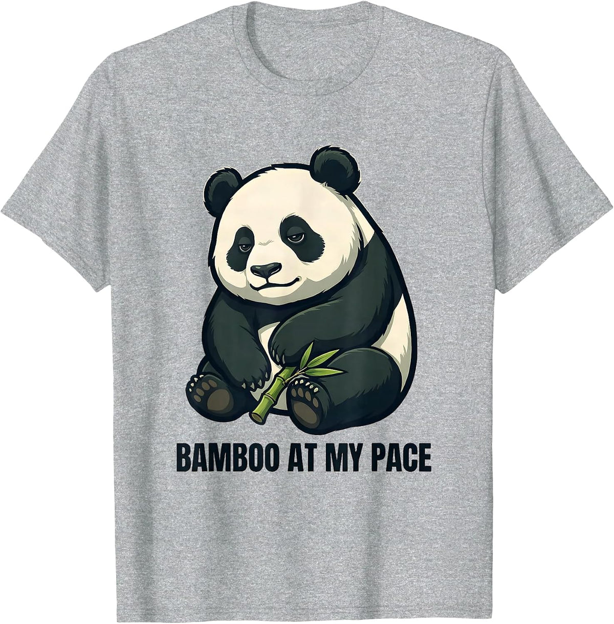 Men's Bamboo At My Pace Cute Chibi Panda Humor Animal Lover Gift T-Shirt - Heather Grey