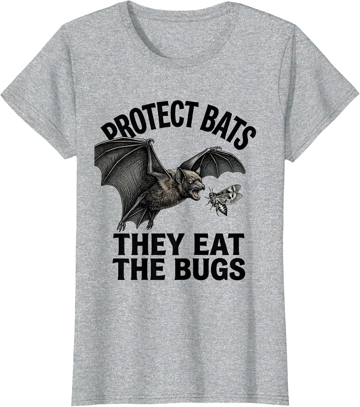 Protect Bats They Eat The Bugs Vintage Bat Lover Halloween T-Shirt - Heather Grey