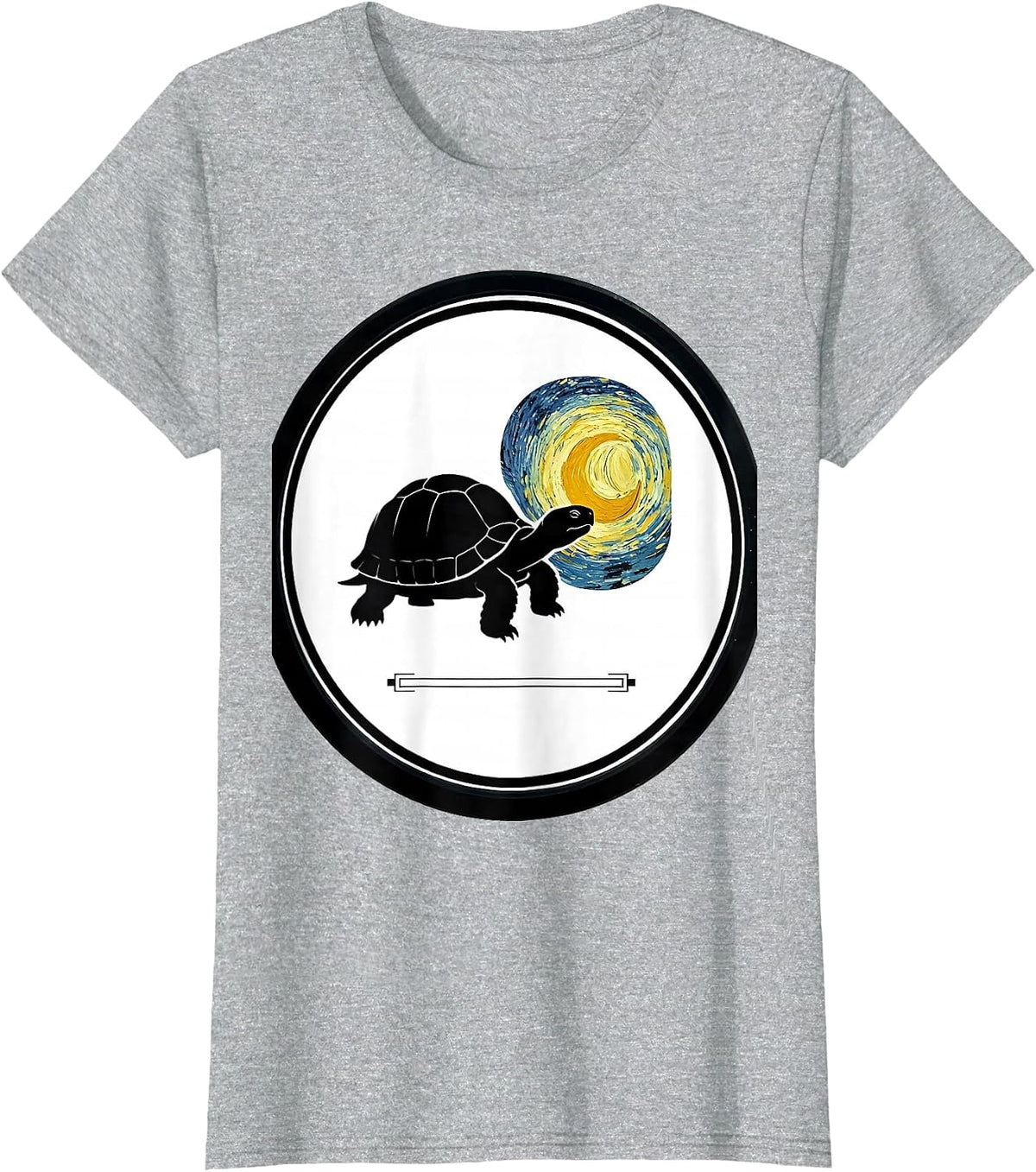 Sealed Badge Tortoise Night Sky Art Pet Lover T-Shirt - Heather Grey
