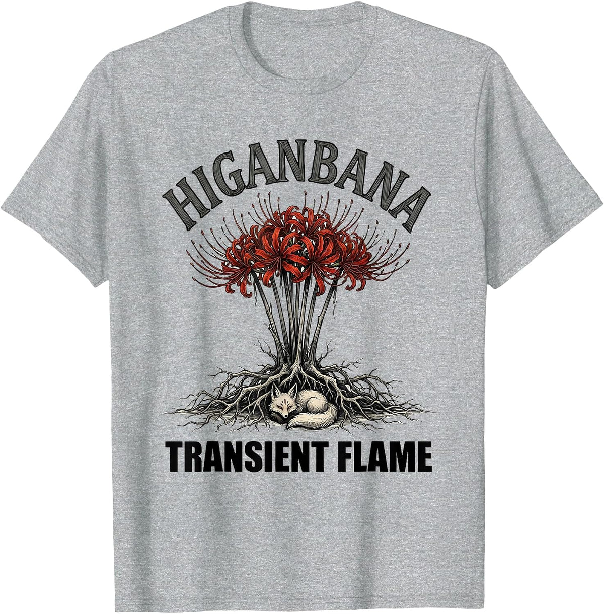 Men's Higanbana Transient Flame Horror Anime Kawaii Goth Aesthetic T-Shirt - Heather Grey