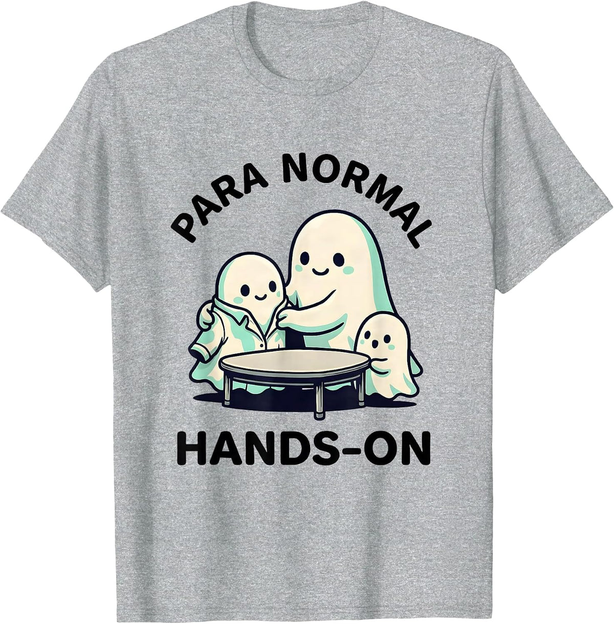Men's Para Normal Hands-On Cute Kawaii Ghost Paraprofessional T-Shirt - Heather Grey