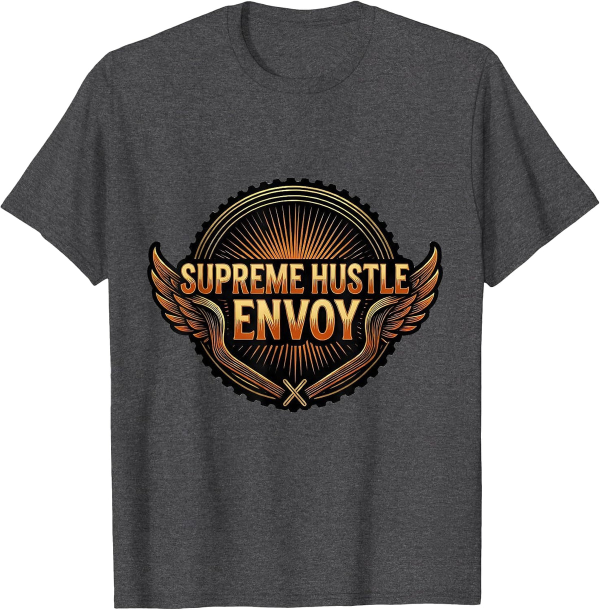 Supreme Hustle Envoy Retro Disco Daddy 70s Costume Party T-Shirt - Dark Heather Grey