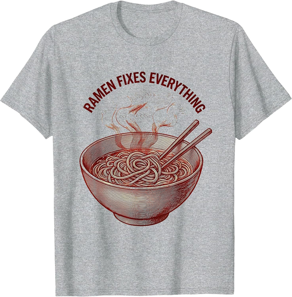 Men's Ramen Fixes Everything Japanese Food Design T-Shirt - Heather Grey