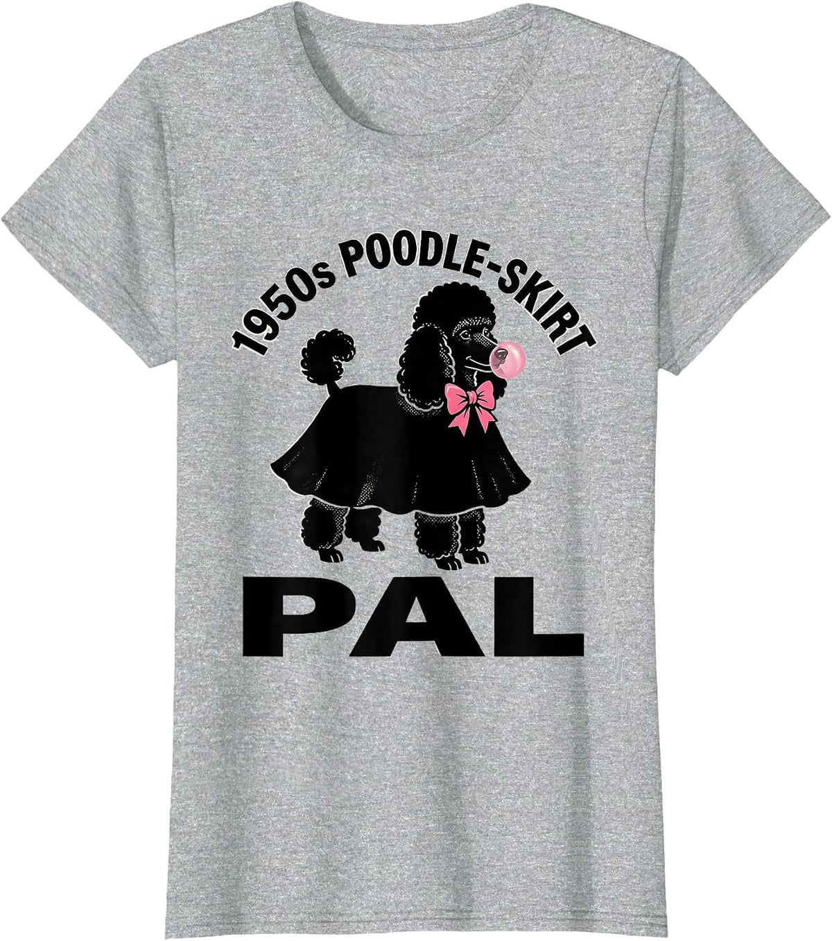 Women's 1950s Poodle-Skirt Pal Retro Sock Hop Rockabilly Party T-Shirt - Heather Grey