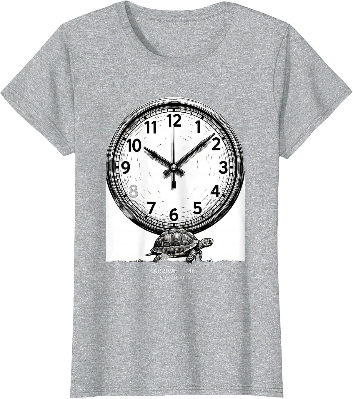 Arrival Time Eventually Funny Tortoise Lover Turtle Humor T-Shirt - Heather Grey