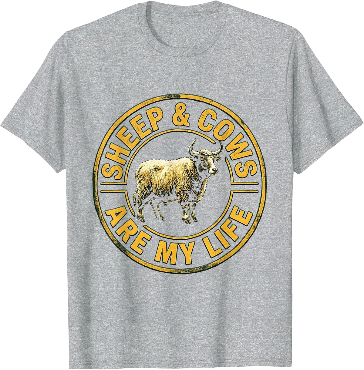 Men's Sheep & Cows Are My Life Funny Farm Animal Farmer Humor T-Shirt - Heather Grey