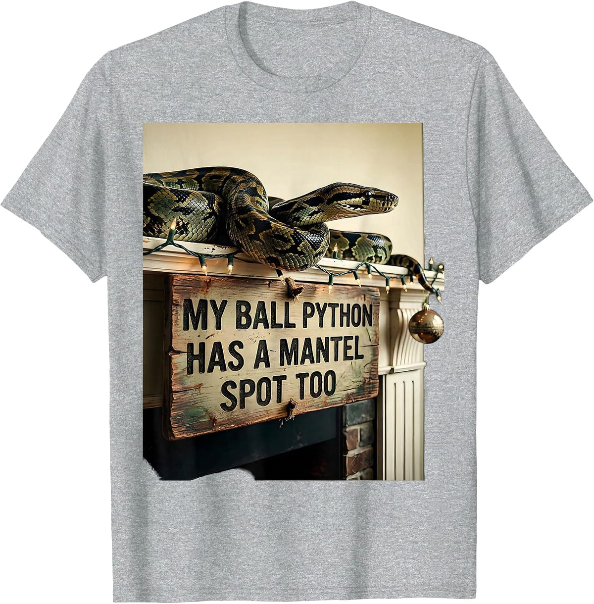 Men's My Ball Python Has A Mantel Spot Too Vintage Reptile Keeper T-Shirt - Heather Grey