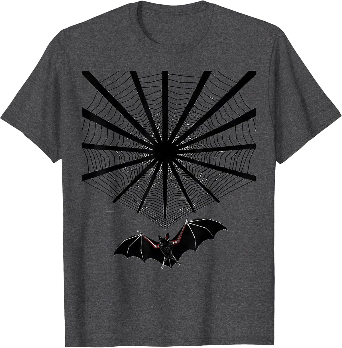 Radiating Bat Silhouette Gothic Nature Conservation Bat T-Shirt - Dark Heather Grey