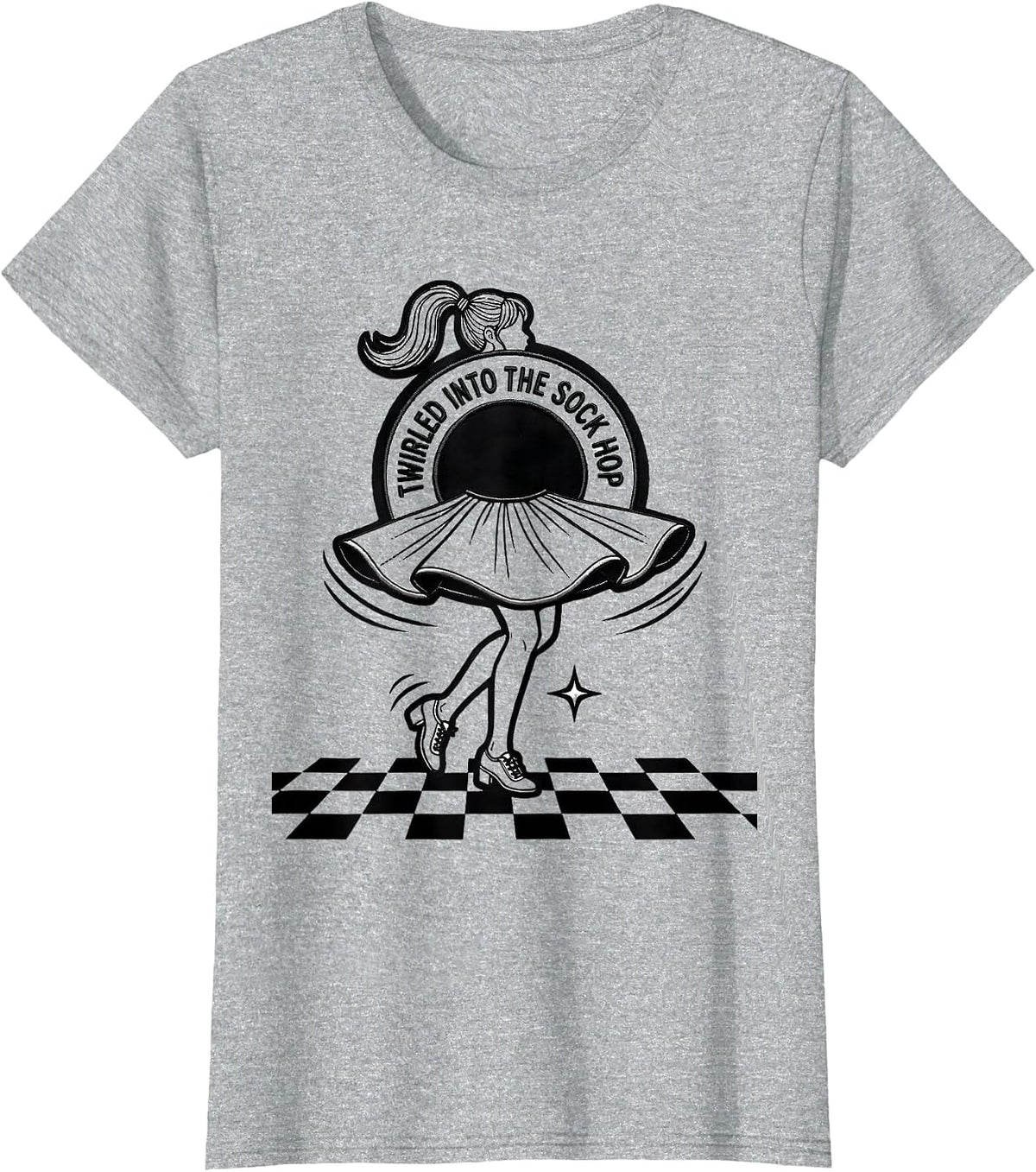 Twirled Into The Sock Hop Retro 1950s Rockabilly Sock Hop T-Shirt - Heather Grey
