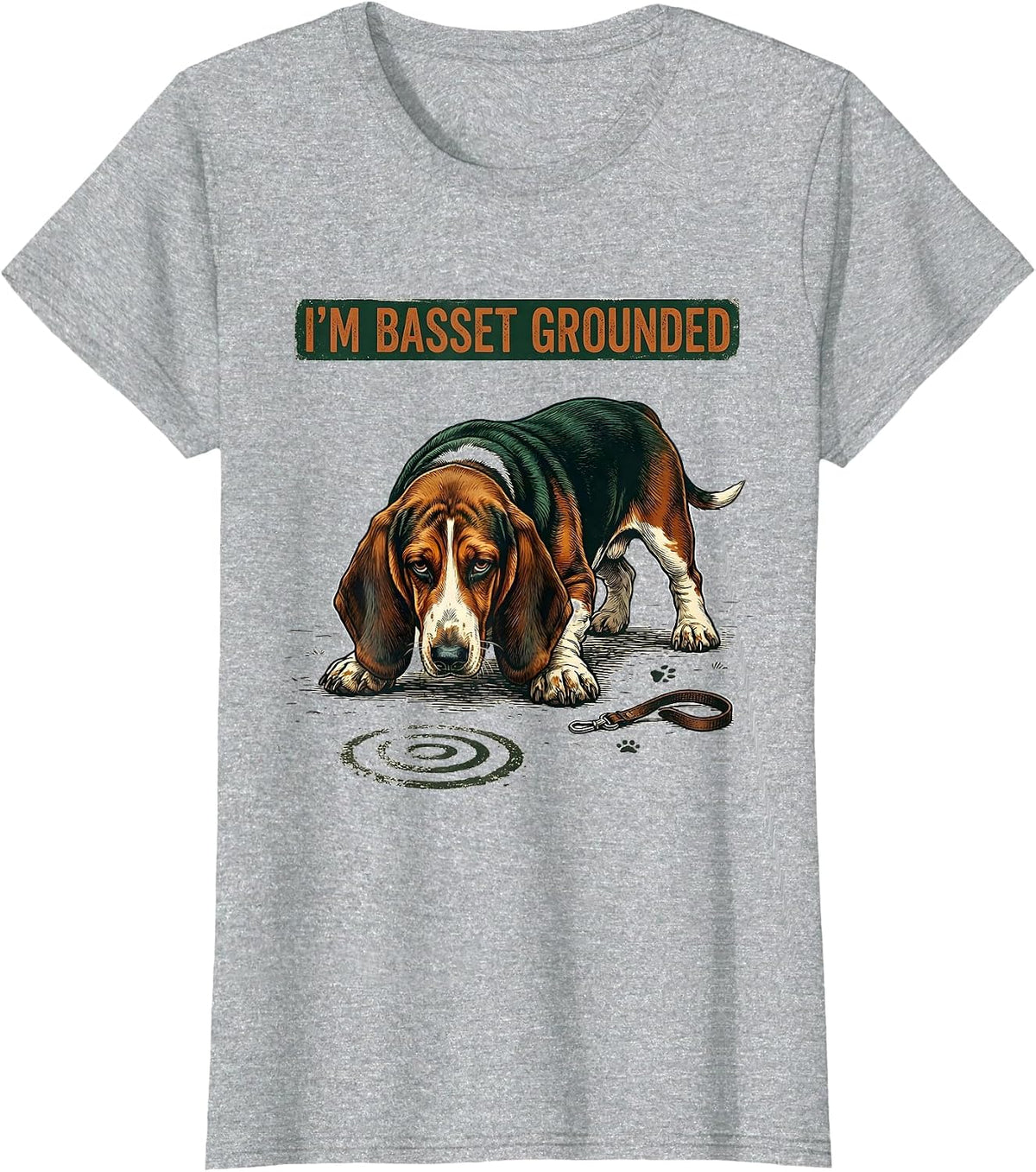 I'm Basset Grounded Vintage Funny Basset Hound Dog Lover T-Shirt - Heather Grey