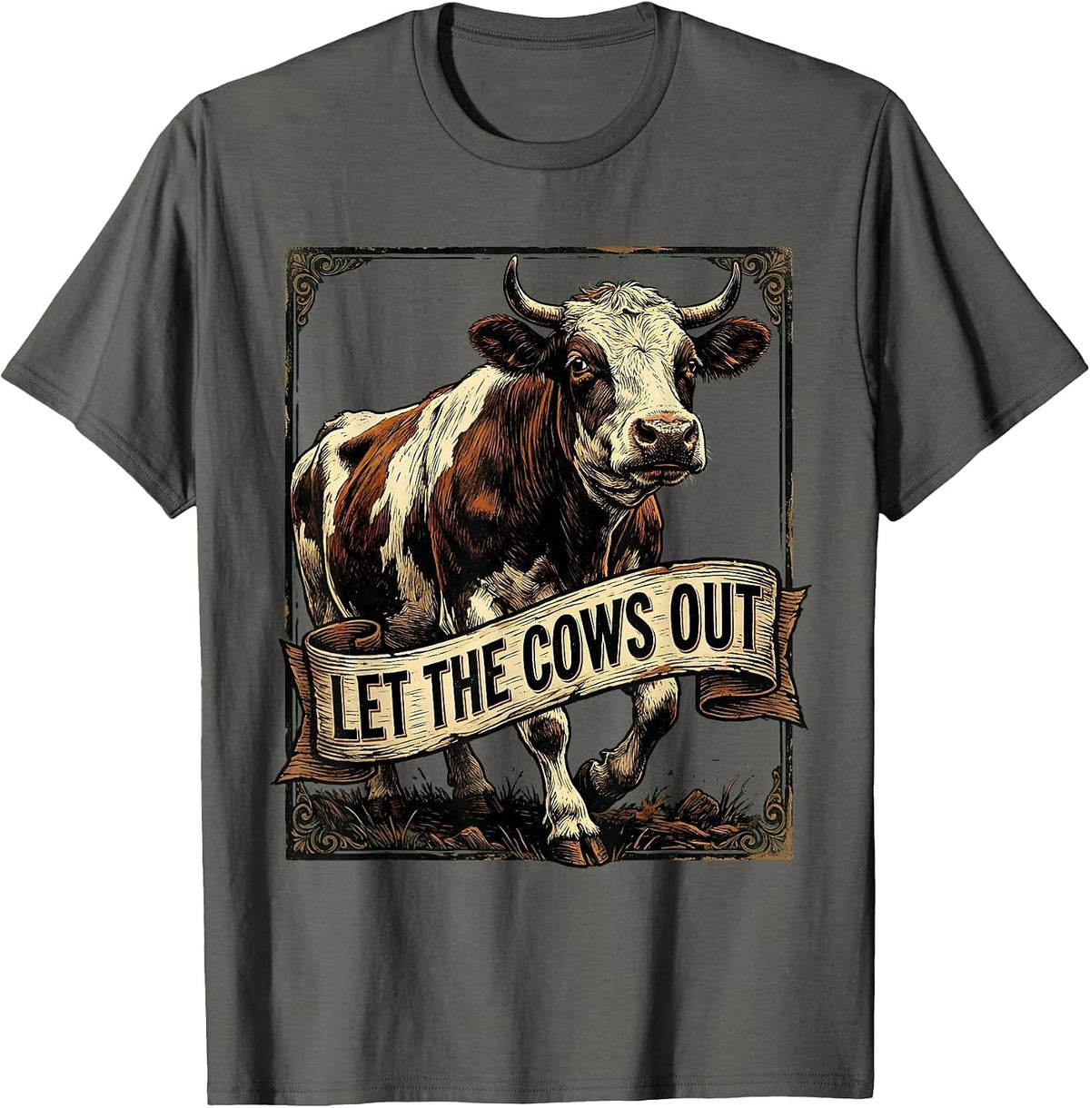 Men's Let the Cows Out Funny Farm Life Design T-Shirt - Asphalt Grey