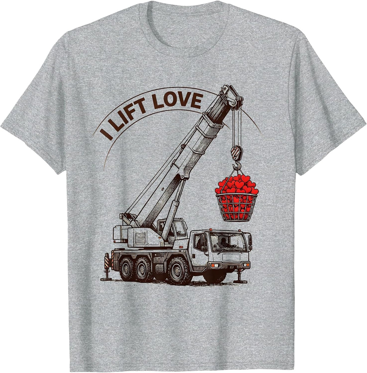 Men's I Lift Love Funny Toddler Boy Valentine Day Vehicle Humor T-Shirt - Heather Grey