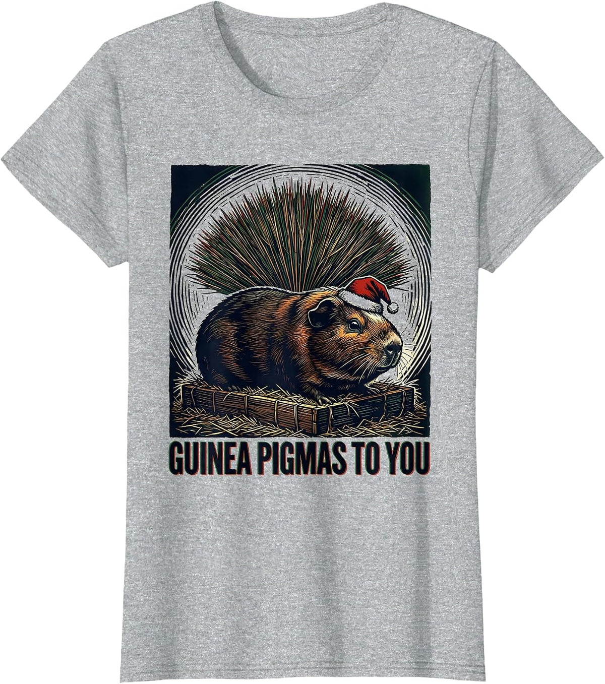 Women's Guinea Pigmas To You Funny Guinea Pig Owner Christmas T-Shirt - Heather Grey
