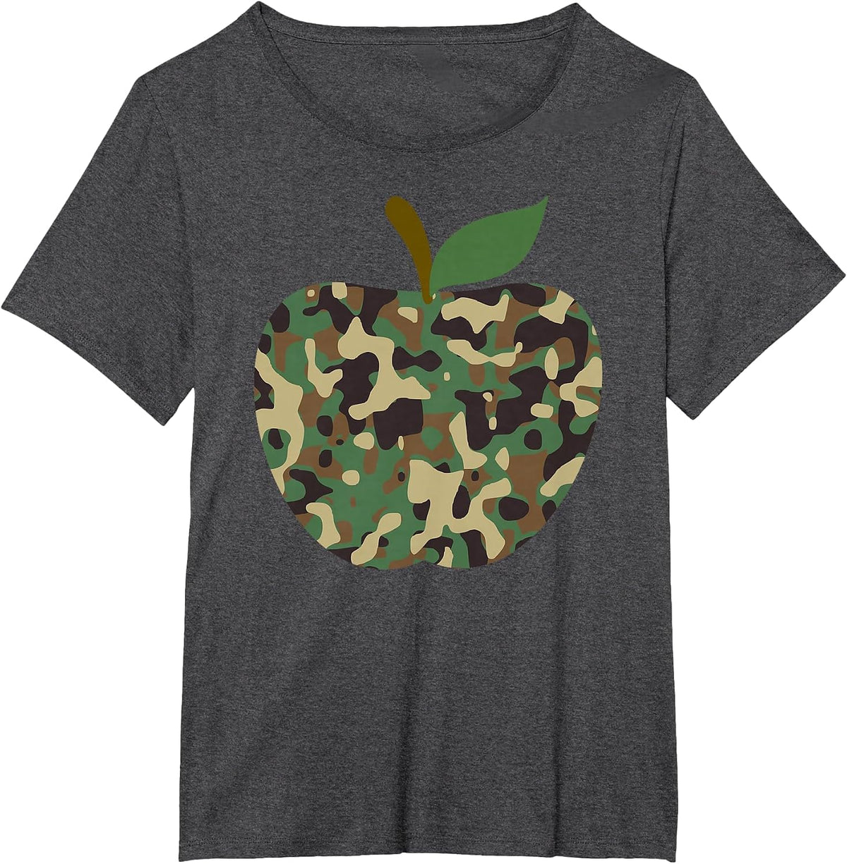 Camo Apple First Day of School Teaching Team T-Shirt - Dark Heather Grey