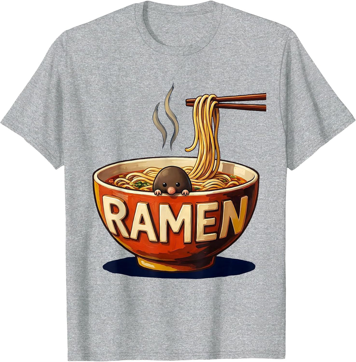 Men's Ramen Cute Kawaii Japanese Animal Anime Food Lover Gift T-Shirt - Heather Grey
