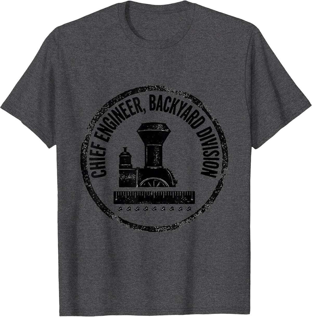 Chief Engineer Backyard Division Vintage Steam Train T-Shirt - Dark Heather Grey