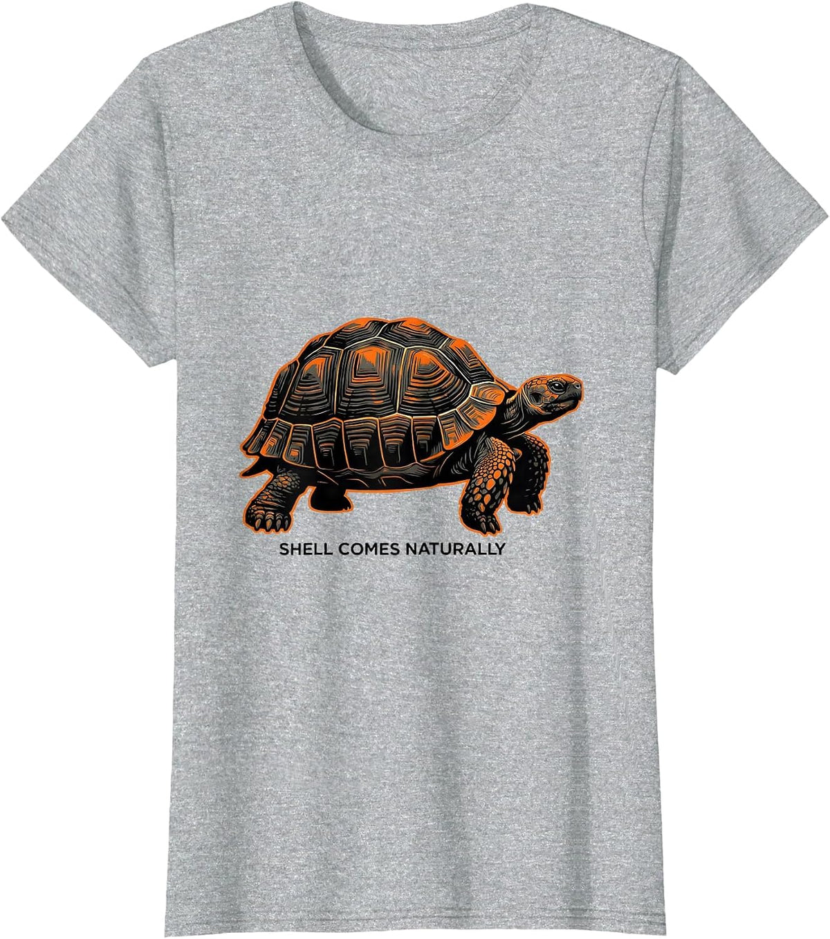 Shell Comes Naturally Funny Tortoise Lover Pet Humor T-Shirt - Heather Grey