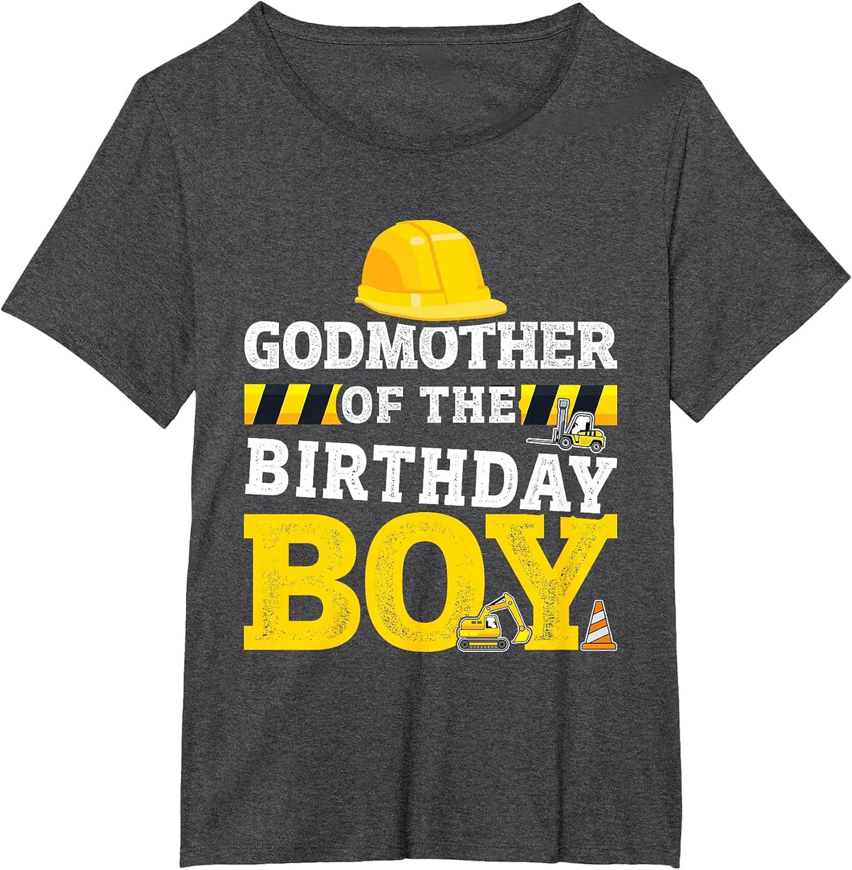 Godmother of Birthday boy Matching Family Construction Party T-Shirt - Dark Heather Grey