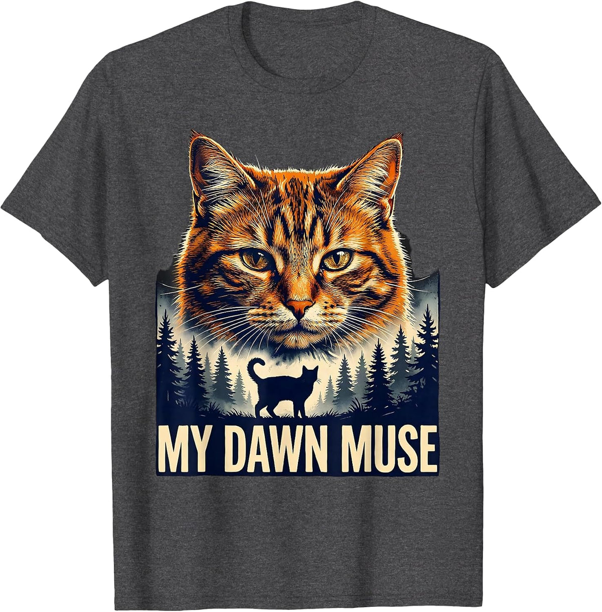 My Dawn Muse Vintage Cat Lover Retro 90s Wildlife T-Shirt - Dark Heather Grey