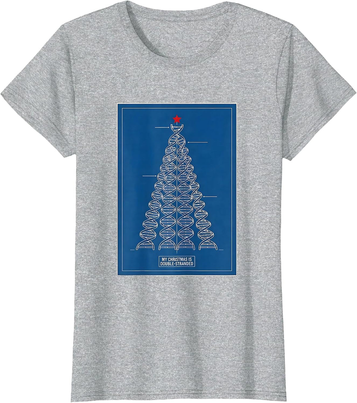 My Christmas Is Double-Stranded Technical Blueprint DNA T-Shirt - Heather Grey