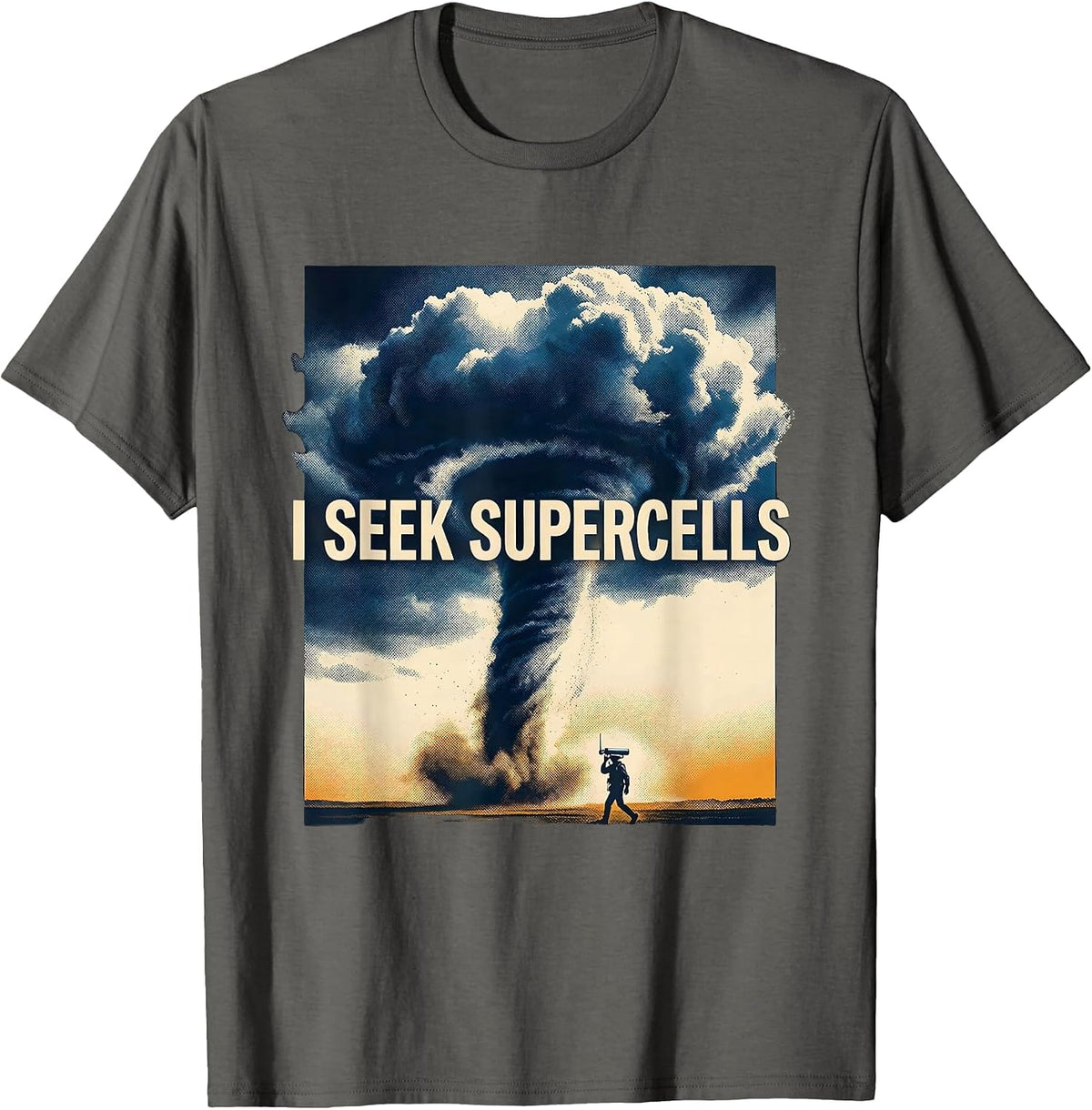 I Seek Supercells Storm Chaser Meteorology Weather T-Shirt - Asphalt Grey