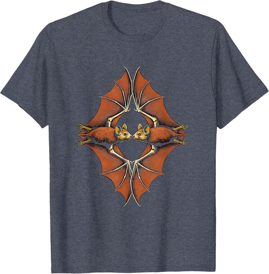 Bats Vintage Retro Gothic Bat Lover Halloween T-Shirt - Heather Blue