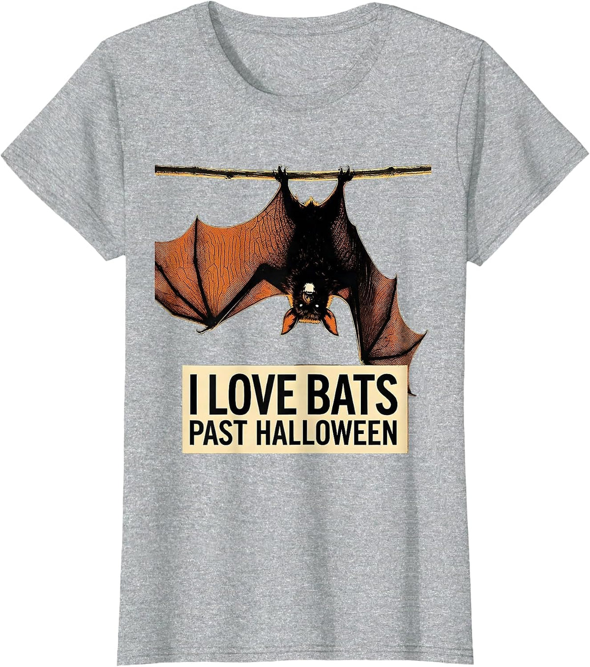 Women's I Love Bats Past Halloween Vintage Bat Lover Halloween Humor T-Shirt - Heather Grey